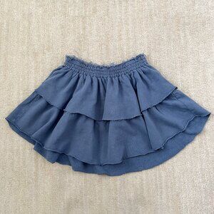 Aerie Cotton Sweatshirt Ruffle Mini Skirt M Blue